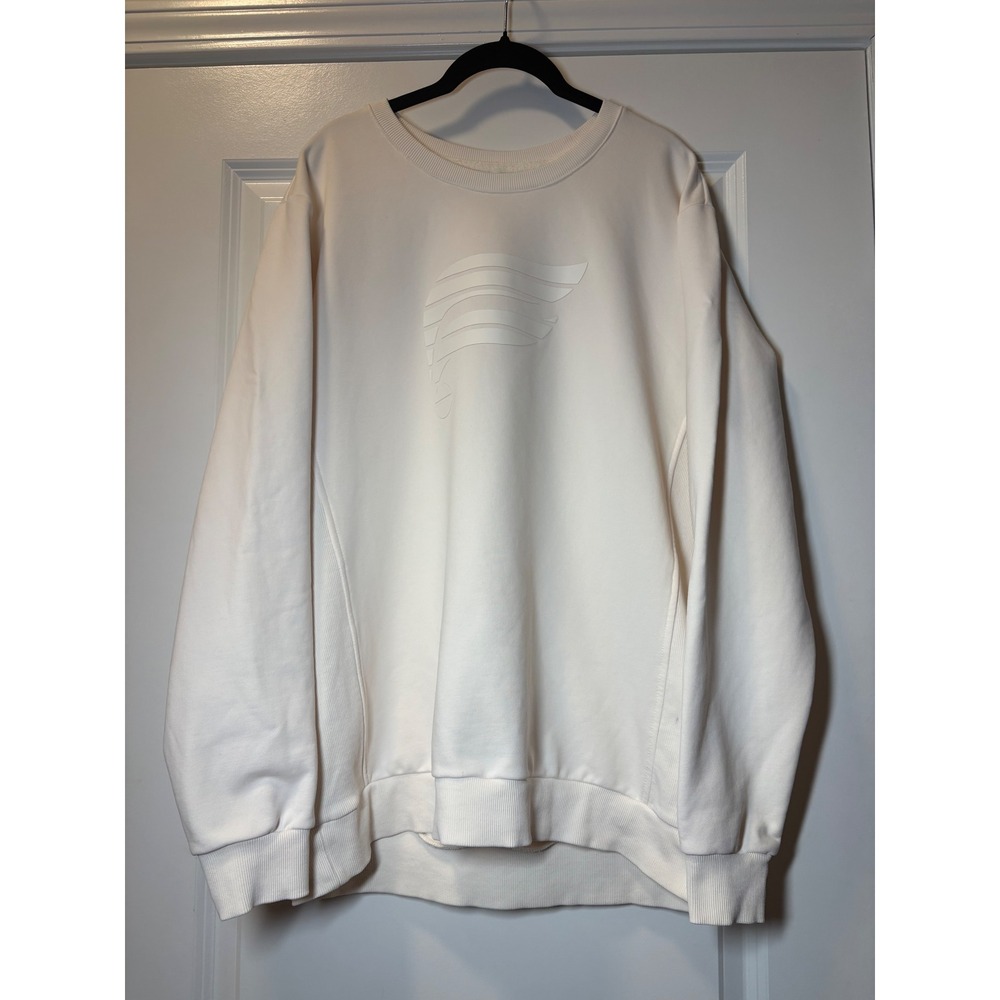 Fabletics Men's Cream Off White‎ Crewneck Sweatshirt Tonal Logo XL